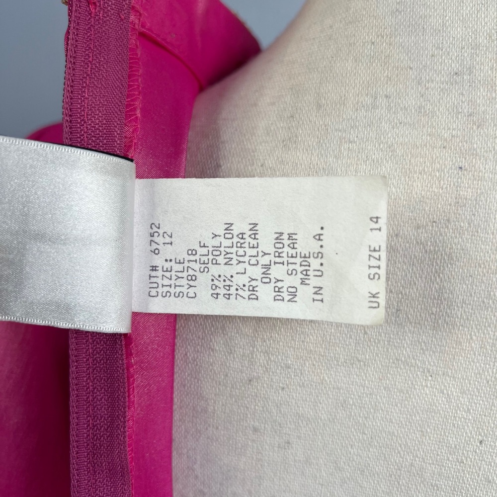 Y2K Vintage TADASHI Top Ruched Beaded Sequins Metallic Hot Pink Women's Size 12 - Picture 9 of 9